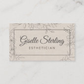 Esthetician Linen Floral Line Art Script Visitekaartje (Voorkant)