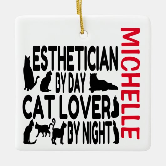Esthetician Loves Cats CUSTOM Keramisch Ornament (Voorkant)
