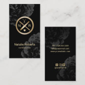 Esthetician Makeup Artist Logo Modern Black Floral Visitekaartje (Voorkant / Achterkant)