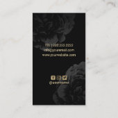 Esthetician Makeup Artist Logo Modern Black Floral Visitekaartje (Achterkant)