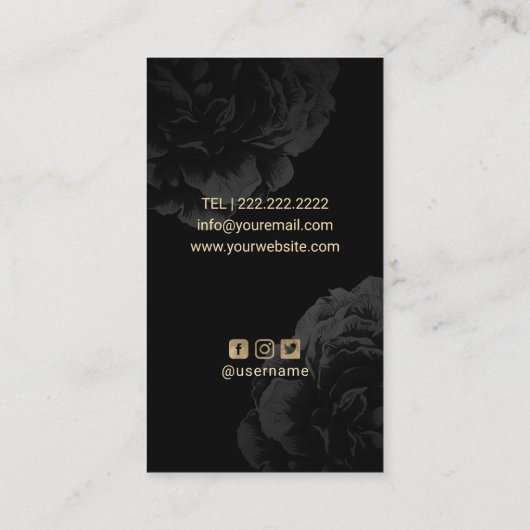 Esthetician Makeup Artist Logo Modern Black Floral Visitekaartje (Achterkant)