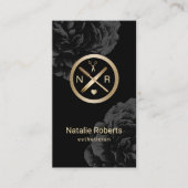 Esthetician Makeup Artist Logo Modern Black Floral Visitekaartje (Voorkant)