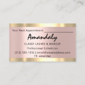 Esthetician Makeup Eyelashes Pink Appointment Card Visitekaartje (Achterkant)