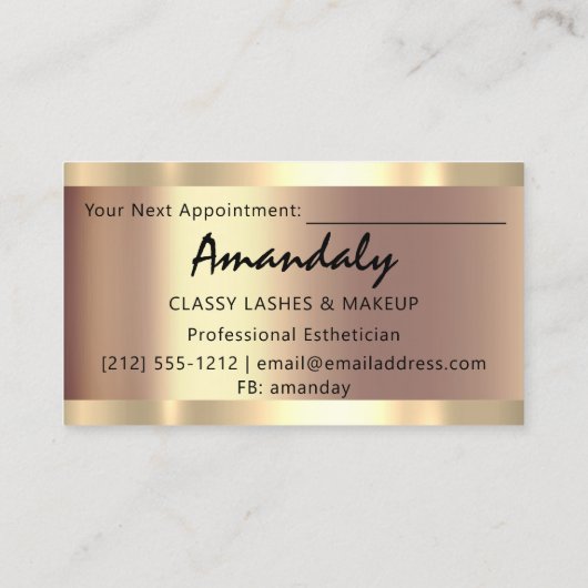 Esthetician Makeup Eyelashes VIP Appointment Card Visitekaartje (Achterkant)