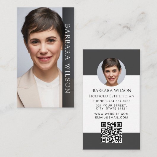 Esthetician Med Spa Luxe Schoonheid qr code Visitekaartje (Voorkant / Achterkant)