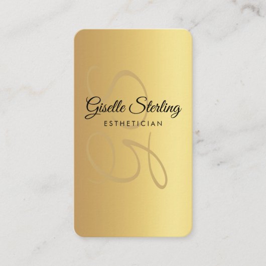 Esthetician Monogram Gold Black QR-code Visitekaartje (Voorkant)