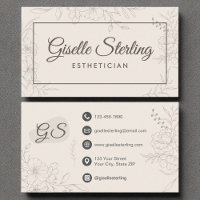 Esthetician Neutral Ivory Floral Elegant Script