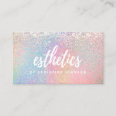 Esthetician Pastel Rainbow Glitter Effect Visitekaartje (Voorkant)