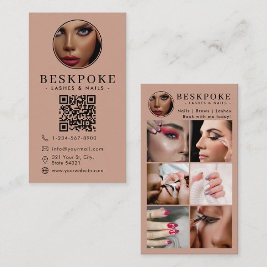Esthetician Photo Feed Boho Social Media QR Code Visitekaartje (Voorkant / Achterkant)