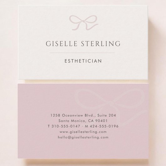 Esthetician Pink Bow Visitekaartje