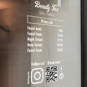 Esthetician prijslijst Instagram Volg ons Raamsticker