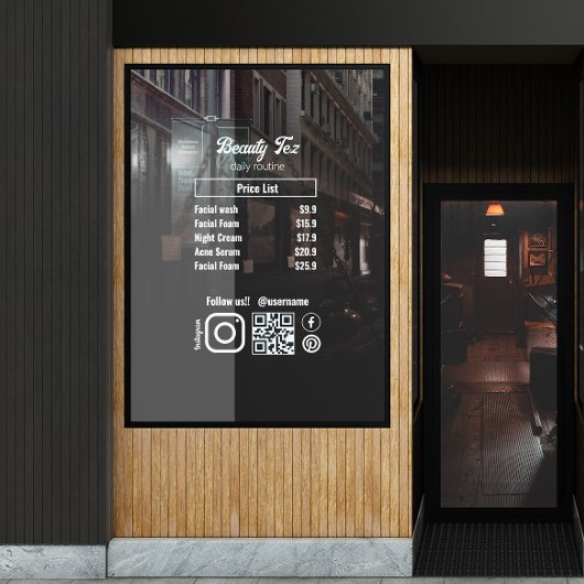 Esthetician prijslijst Instagram Volg ons Raamsticker