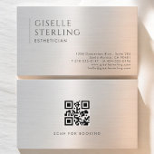 Esthetician QR Code Brushed Metal Visitekaartje