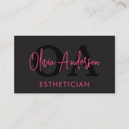 Esthetician QR Code Hot Pink Black Sociale Media Visitekaartje (Voorkant)