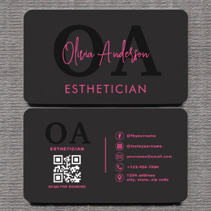 Esthetician QR Code Hot Pink Black Sociale Media Visitekaartje