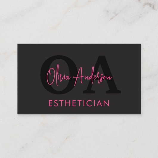 Esthetician QR Code Hot Pink Black Sociale Media Visitekaartje (Voorkant)