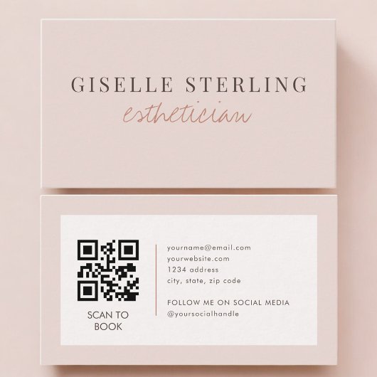 Esthetician QR-code Roze Blush Visitekaartje