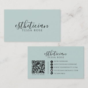 Esthetician QR-code Stof Groen Blauw Visitekaartje