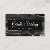 Esthetician QR Code Zwart Gouden Agaat Luxe Visitekaartje (Voorkant)
