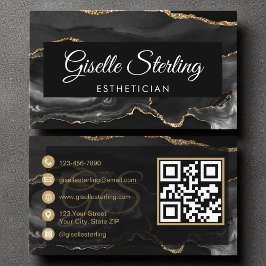 Esthetician QR Code Zwart Gouden Agaat Luxe Visitekaartje