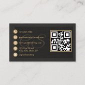Esthetician QR-code zwart linnen luxe  Visitekaartje (Achterkant)
