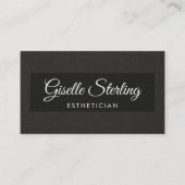 Esthetician QR-code zwart linnen luxe  Visitekaartje (Voorkant)