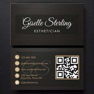 Esthetician QR-code zwart metalic luxe Visitekaartje