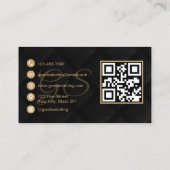 Esthetician QR-code zwart quilted leder luxe Visitekaartje (Achterkant)
