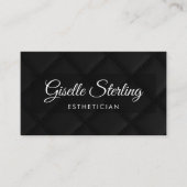 Esthetician QR-code zwart quilted leder luxe Visitekaartje (Voorkant)