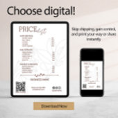 Esthetician Service prijslijst Bohemian Scan Me Kaart