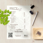 Esthetician Service prijslijst Bohemian Scan Me Kaart