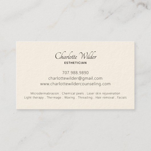 Esthetician Skincare Butterfly Logo Visitekaartje (Achterkant)