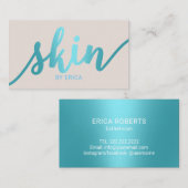 Esthetician Turquoise Script Skincare Salon SPA Visitekaartje (Voorkant / Achterkant)