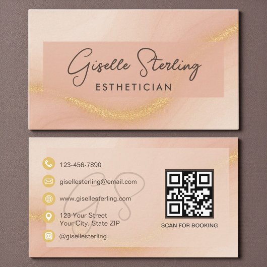 Esthetician Watercolor QR Code Visitekaartje