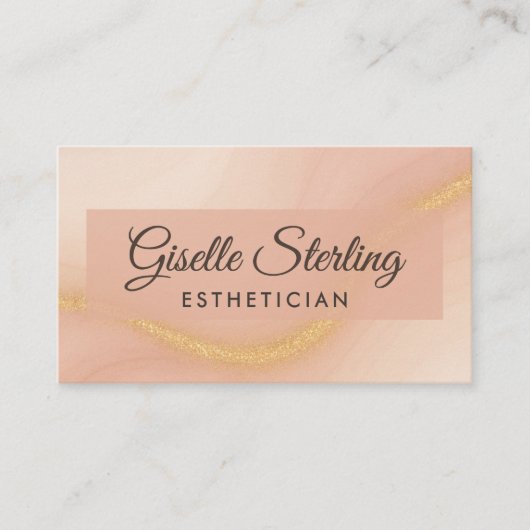Esthetician Waterverf Gold Monogram QR-code Visitekaartje (Voorkant)