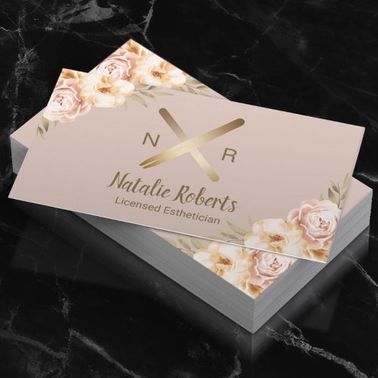 Esthetician Wax Stick Twezzer  Floral Blush Visitekaartje
