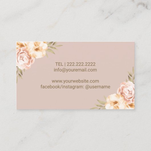 Esthetician Wax Stick Twezzer  Floral Blush Visitekaartje (Achterkant)