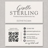 Esthetician White Script Moderne QR-code Visitekaartje