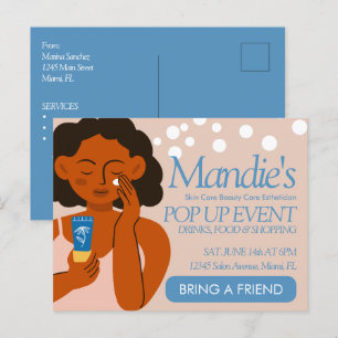 Esthetician Zakelijke Salon Pop-up Evenement Blauw Briefkaart