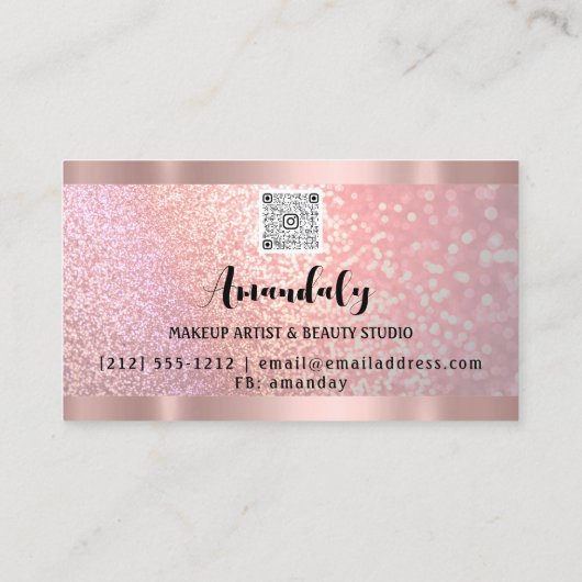 estheticien Lash Nails Hair QR CodeLogo Roos Roze Visitekaartje (Achterkant)