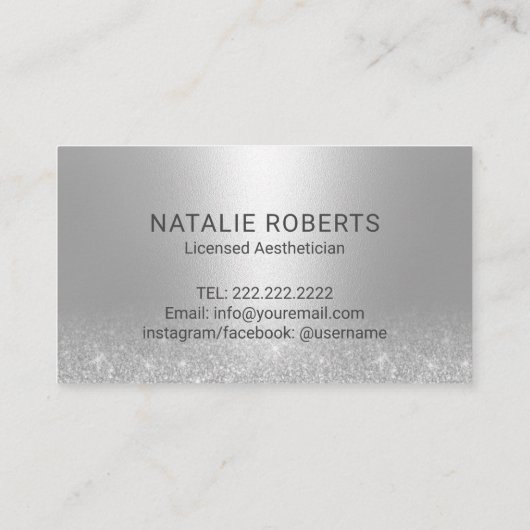 Estheticien Modern Silver esthetica Visitekaartje (Achterkant)