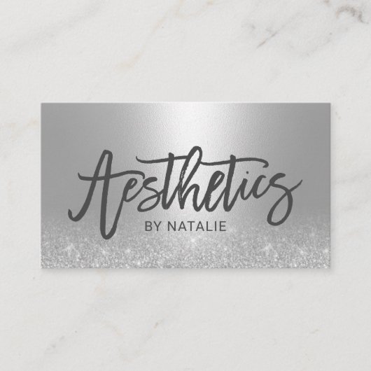 Estheticien Modern Silver esthetica Visitekaartje (Voorkant)