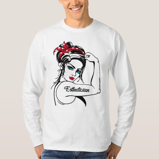 estheticien Rosie de Riveter omhoog T-shirt (Voorkant)