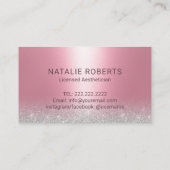 Estheticien roze en zilveresthetica visitekaartje (Achterkant)