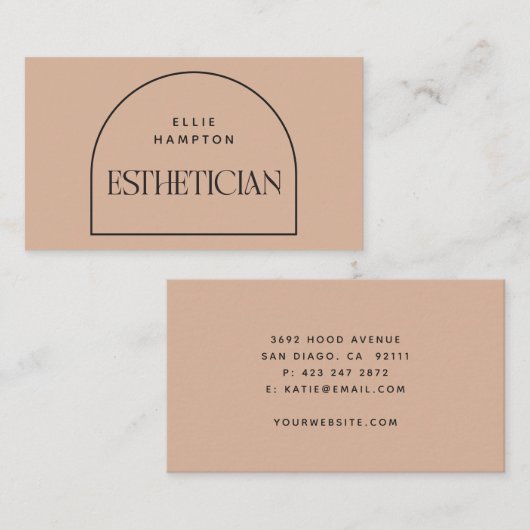 Estheticiste minimalist Blush Arch Beauty Cosmetic Visitekaartje (Voorkant / Achterkant)