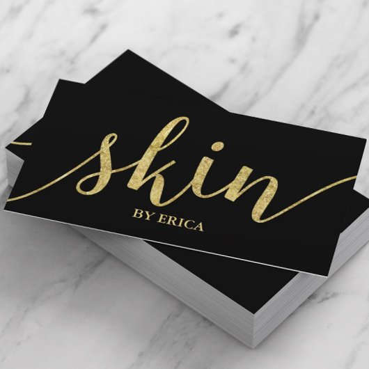 Estheticiste voor Skin Care Gold Script Elegant Visitekaartje