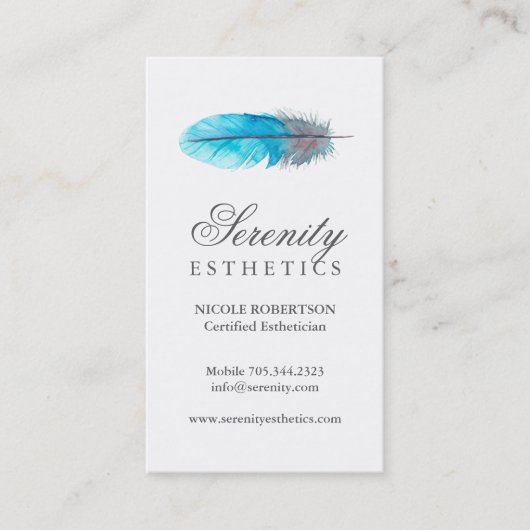 Esthetics Blue Feather Visitekaartje (Voorkant)