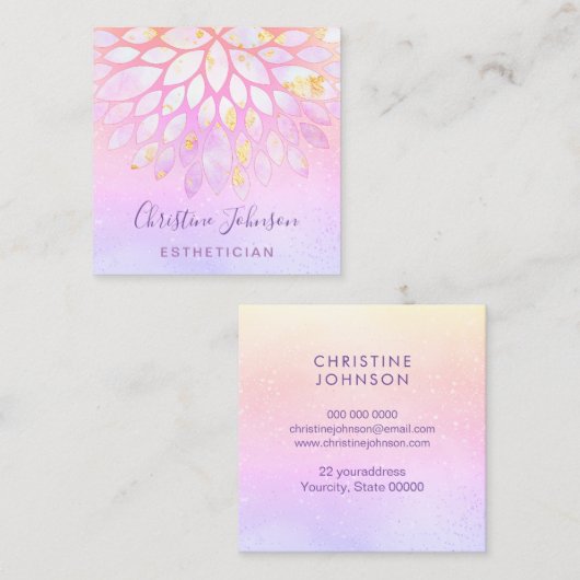 estheticus bloemenroze paarse vierkant vierkante visitekaartje (Voorkant / Achterkant)