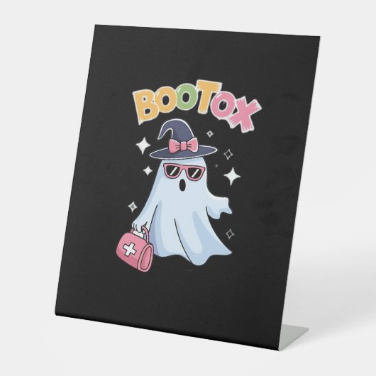 Estheticus Botox Halloween Esthetische Verpleegste Reclamebord Met Voetstuk (Voorkant)