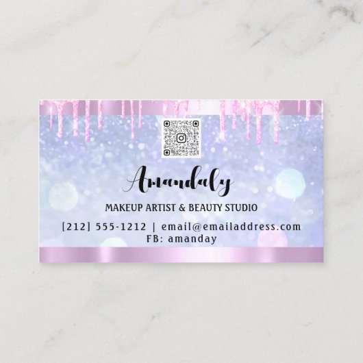 estheticus Lash Nails Hair QR Code Logo Roze Blauw Visitekaartje (Achterkant)
